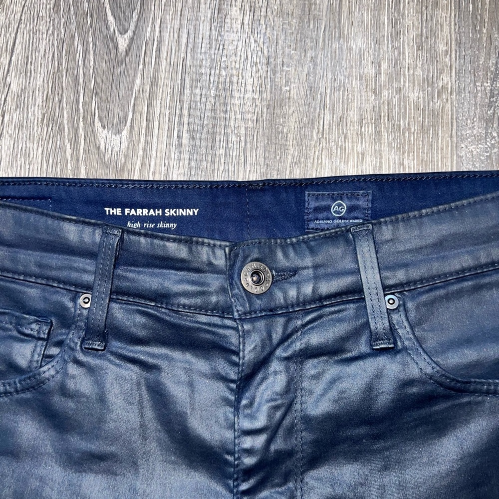 Ag Adriano Goldschmied The Farrah Skinny Coated Jeans in Navy
